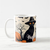 Drei schwarze Katzen zu Halloween Kaffeetasse (Links)