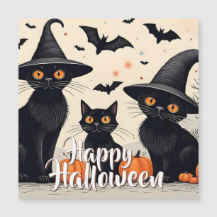 Drei schwarze Katzen zu Halloween Magnetkarte