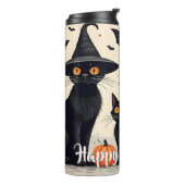 Drei schwarze Katzen zu Halloween Thermosbecher (Nach links gedreht)