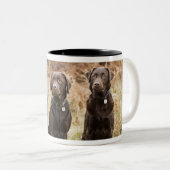 Drei schwarze Labrador-Retriever Zweifarbige Tasse (VorderseiteRechts)
