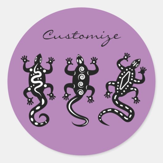 Drei schwarze Lizards Thunder_Cove Südwest Style Runder Aufkleber (Vorderseite)