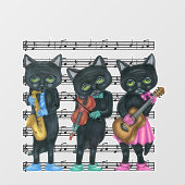 Drei schwarze Musikinstrumente Noten Fensteraufkleber (Blatt)