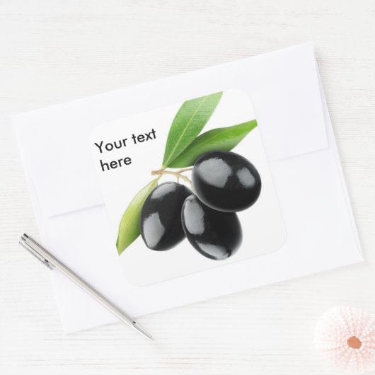 Drei schwarze Oliven Quadratischer Aufkleber (Umschlag)