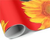 DREI SCHWARZE VÖGEL AUF DEN SONNENBLUME-GEBIETEN GESCHENKPAPIER (Rolleneckpunkt)