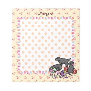 Drei schwarzer Labrador-Welpen-Cartoon Notizblock