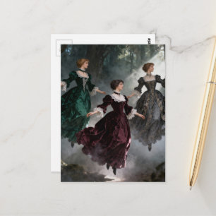 Drei schwebende Frauen im Wald Postkarte