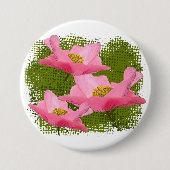 Drei schwebende hübsche rosa Mohnblumen Fotografie Button (Vorderseite)