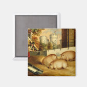 Drei Schweine mit Schloss im Hintergrund Magnet (Vorderseite/Rückseite)