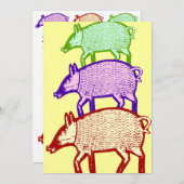 Drei Schweine Party, GRILLEN, Cookout, Picnic Invi Einladung (Vorne/Hinten)