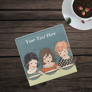 Drei Schwestern, die zusammen Suppe essen Glasuntersetzer