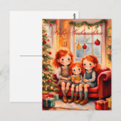 Drei Schwestern freuen sich über ihr neues Buch Postkarte (Vorne/Hinten)