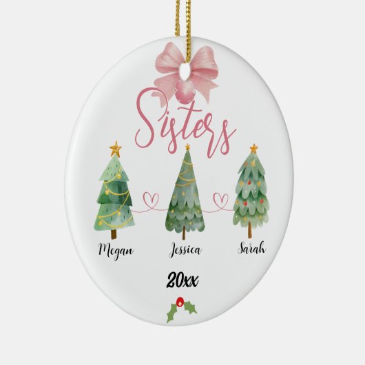 Drei Schwestern Weihnachtsbaum mit Individuellen N Keramik Ornament (Rechts)