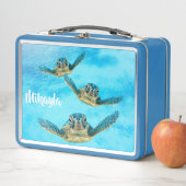 Drei schwimmende Baby-Meeresschildkröten Metall Brotdose (Beispiel)