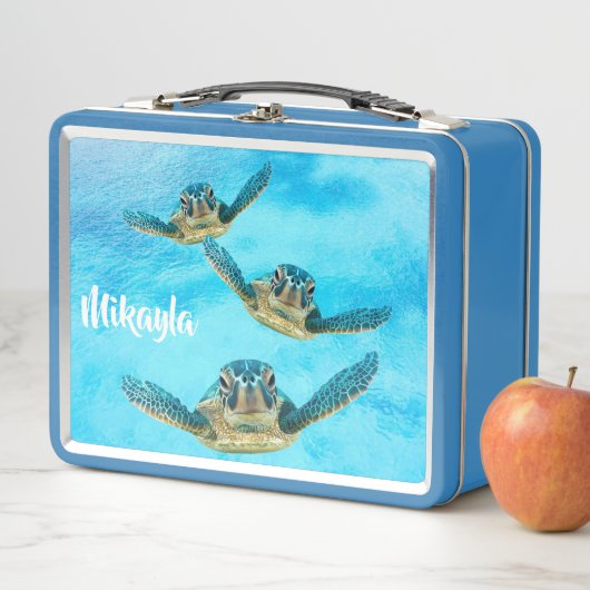 Drei schwimmende Baby-Meeresschildkröten Metall Brotdose (Beispiel)