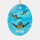 Drei schwimmende Meeresschildkröten Keramikornament (Rechts)