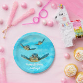 Drei schwimmende Meeresschildkröten Pappteller (Party)