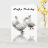 DREI SEBASTOPOL-GEESE AUF DER WEISSEN KARTE (Gelbe Blume)