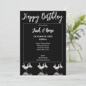 DREI SEBASTOPOL GEESE BLACK GEBURTSTAGEINLADUNG EINLADUNG (Stehend Vorderseite)