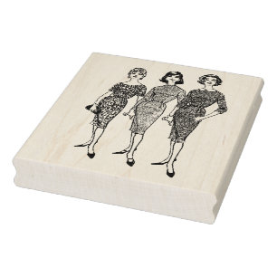 Drei Sechzigerjahre Frauen-Vintage Gummistempel