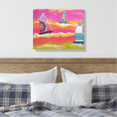 Drei Segelboote gekreist Canvas Print Leinwanddruck (Insitu (Schlafzimmer))