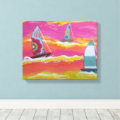 Drei Segelboote gekreist Canvas Print Leinwanddruck (Insitu (Holzboden))