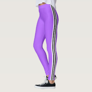 Drei Seiten Streifen Lila Leggings Farbauswahl