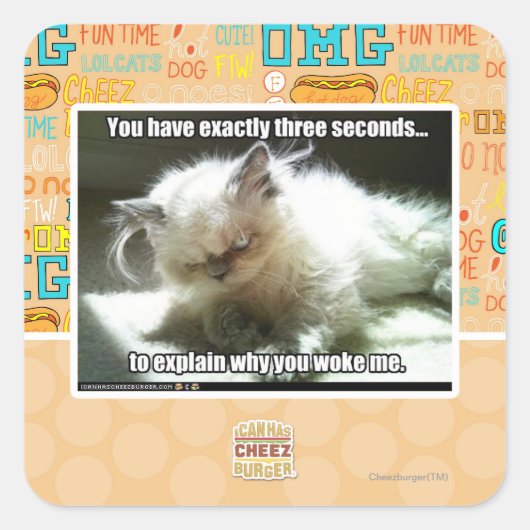 Drei Sekunden Quadratischer Aufkleber (Vorderseite)