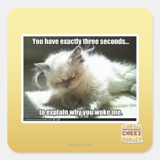 Drei Sekunden Quadratischer Aufkleber (Vorderseite)