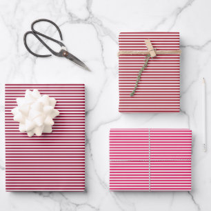 Drei Shades Red Stripes Geschenkpapier Set