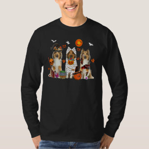 Drei Shetland Sheepdog Hunde Hexe Gruselige Mumie  T-Shirt