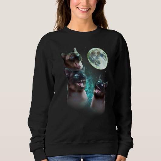 Drei siamesische Katzen heulen am MondsonnenHallow Sweatshirt (Vorderseite)
