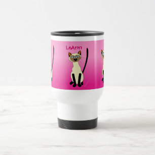 Drei siamesische Katzen-Rosa-personalisierte Reisebecher