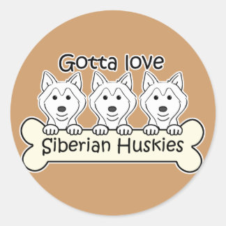 Drei sibirische Huskies Runder Aufkleber