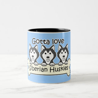 Drei sibirischer Huskies Zweifarbige Tasse