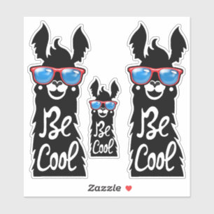 Drei sind coole schwarze Lamas mit roten Aufkleber