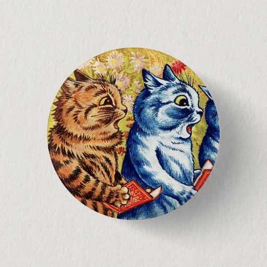 Drei singende Katzen von Louis Wain Button (Vorderseite)