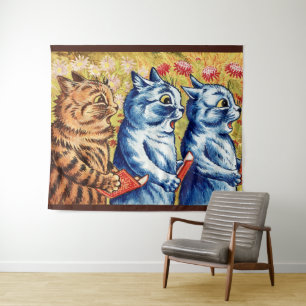 Drei singende Katzen von Louis Wain Wandteppich