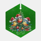 Drei Singvögel in Roten Hasen Ornament Aus Glas (Rückseite)