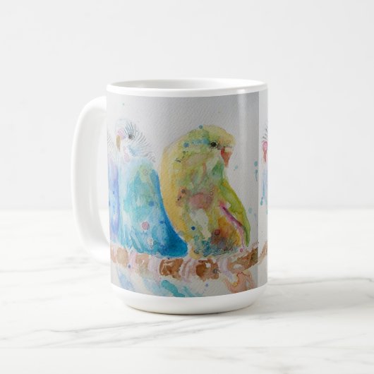 Drei Sitze auf der zweitgrößten blauen Tasse (Vorderseite Links)