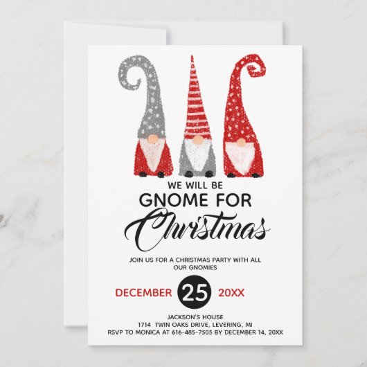 Drei skandinavische Gnomes Weihnachtsfest-Party Einladung (Vorderseite)