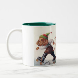 Drei Skaten-Dackeln - ein anthropomorpher Hund Zweifarbige Tasse