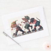 Drei Skaten-Dackeln - ein lustiges Tier Rechteckiger Aufkleber (Umschlag)