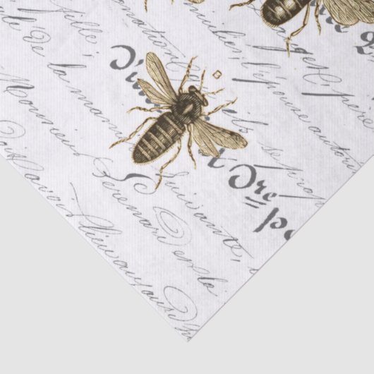 Drei Skript-Bienen Decoupage Gewebe-Collage Seidenpapier (Detail)