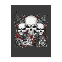 Drei Skulpturen mit Motorrad-Rot-Chopper