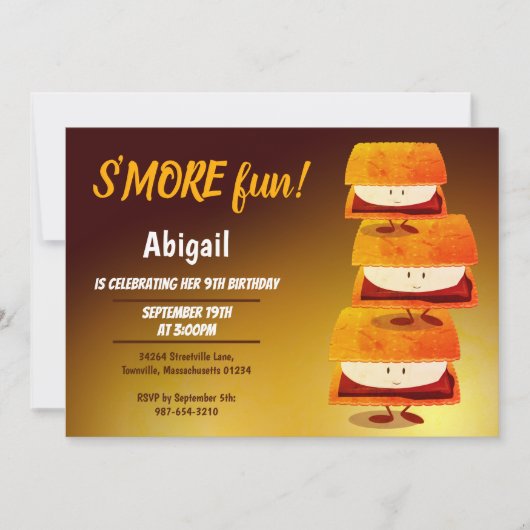Drei S'mores Cartoon Kindergeburtstag Einladung (Vorderseite)