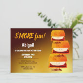 Drei S'mores Cartoon Kindergeburtstag Einladung (Stehend Vorderseite)