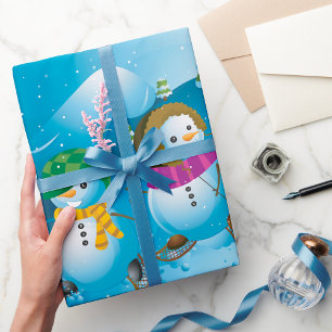 Drei Snowman Wrapping Paper Geschenkpapier