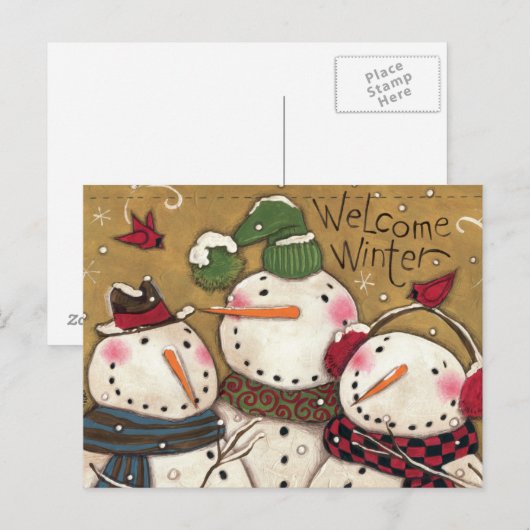 Drei Snowmen Postkarte (Vorne/Hinten)