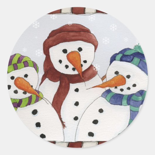 Drei Snowmen Sticker (Vorderseite)