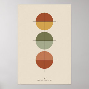 Drei Sonnen Abstraktes Wandkunstposter, Mitte des Poster